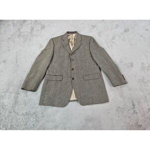 Vintage Ralph Lauren Suit Jacket 42 L Beige Black Wool Cashmere Prince of Whales